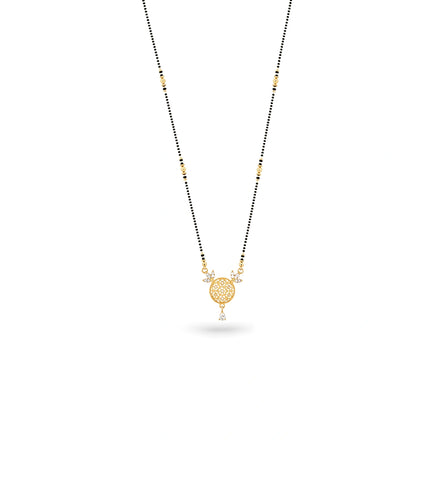 Gold Plated CZ Round Filigree Mangalsutra