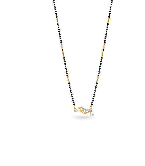 Gold Plated CZ Leaf & Wave Mangalsutra