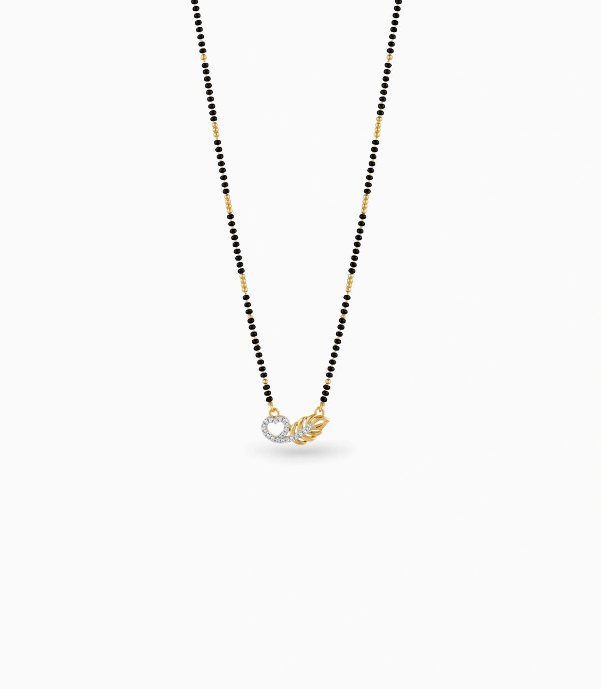 Gold Plated CZ Heart & Leaf Mangalsutra