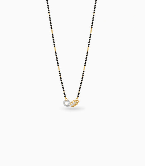 Gold Plated CZ Heart & Leaf Mangalsutra