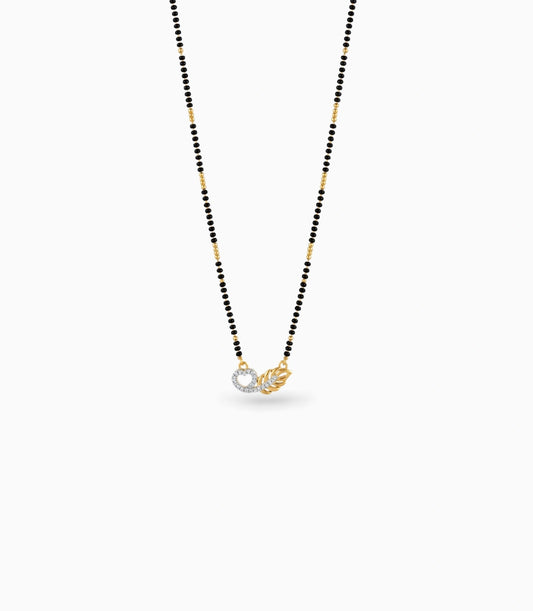 Gold Plated CZ Heart & Leaf Mangalsutra