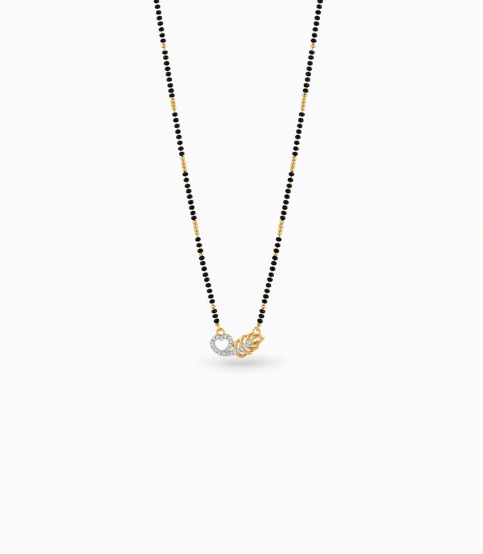 Gold Plated CZ Heart & Leaf Mangalsutra