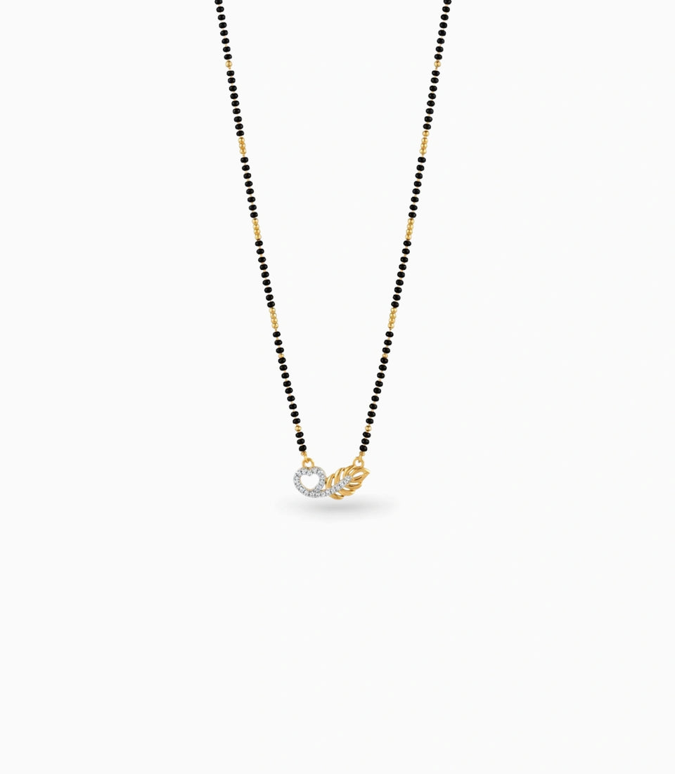 Gold Plated CZ Heart & Leaf Mangalsutra