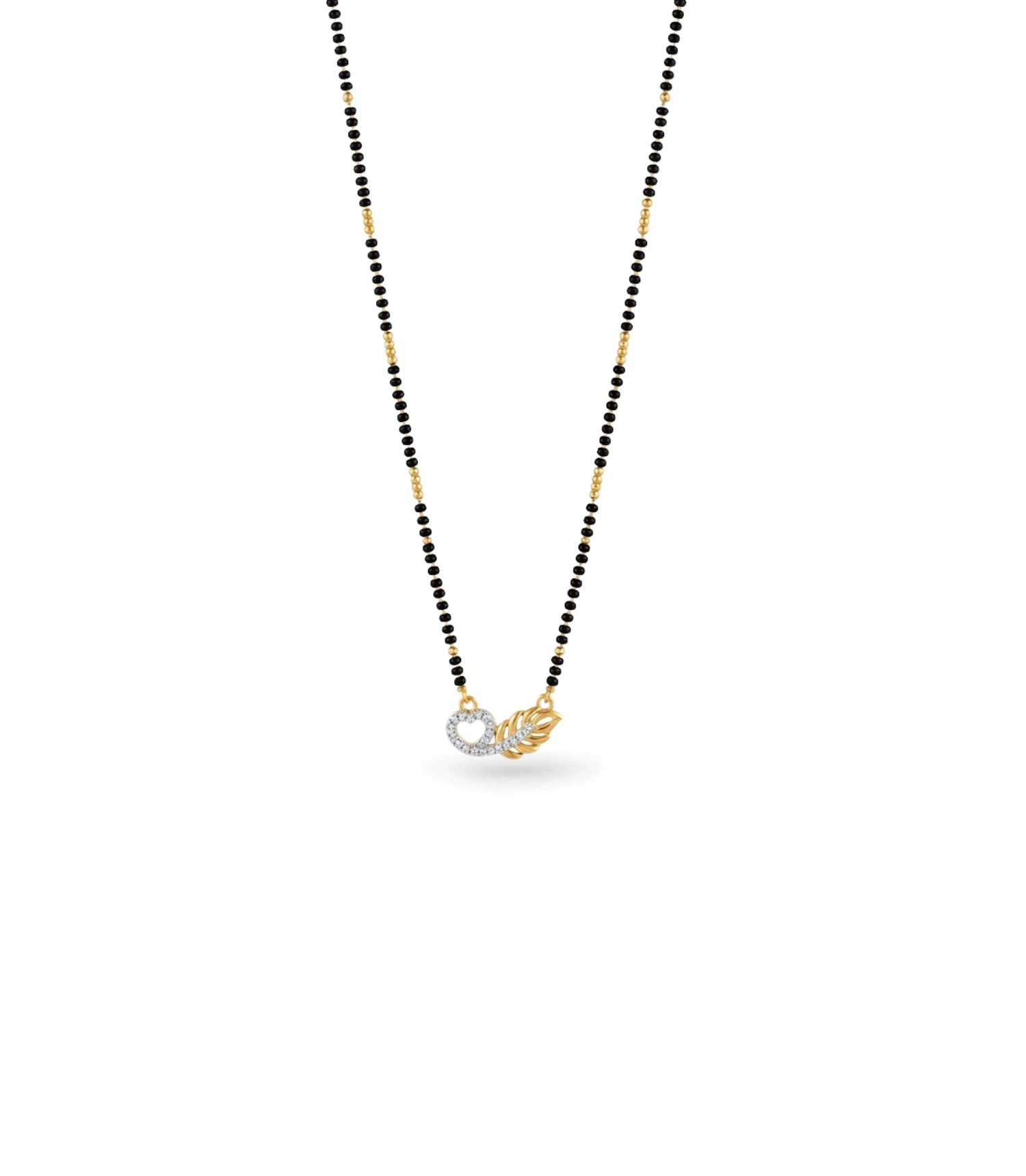 Gold Plated CZ Heart & Leaf Mangalsutra