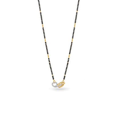 Gold Plated CZ Heart & Leaf Mangalsutra