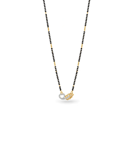 Gold Plated CZ Heart & Leaf Mangalsutra