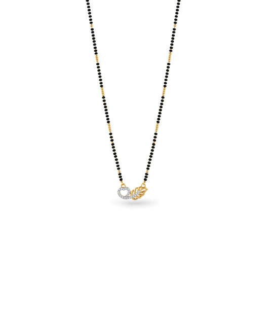 Gold Plated CZ Heart & Leaf Mangalsutra