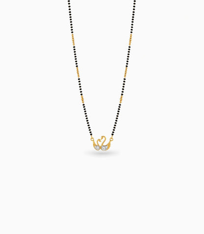 Gold Plated CZ Dual Swan Mangalsutra
