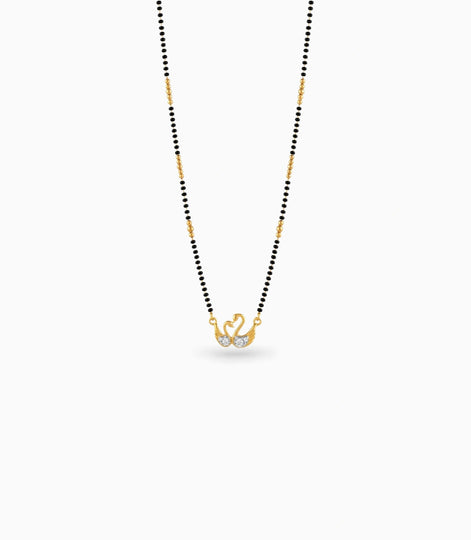 Gold Plated CZ Dual Swan Mangalsutra