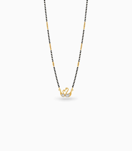 Gold Plated CZ Dual Swan Mangalsutra
