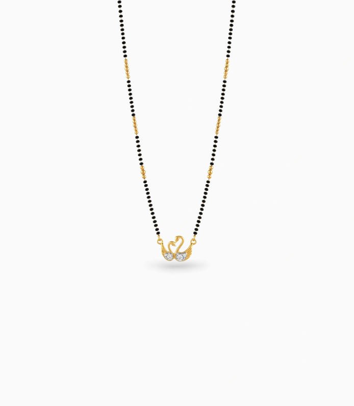 Gold Plated CZ Dual Swan Mangalsutra