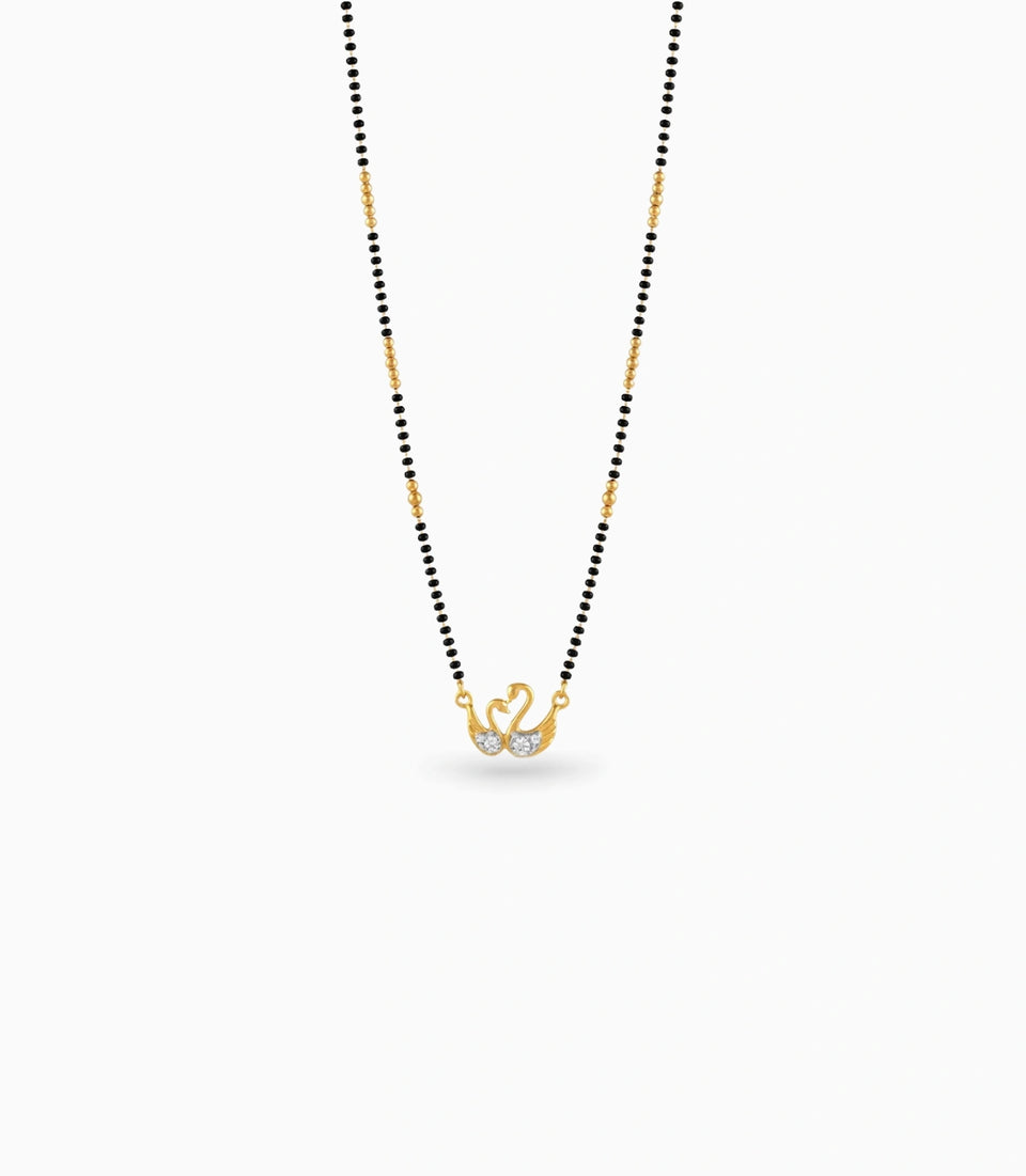 Gold Plated CZ Dual Swan Mangalsutra