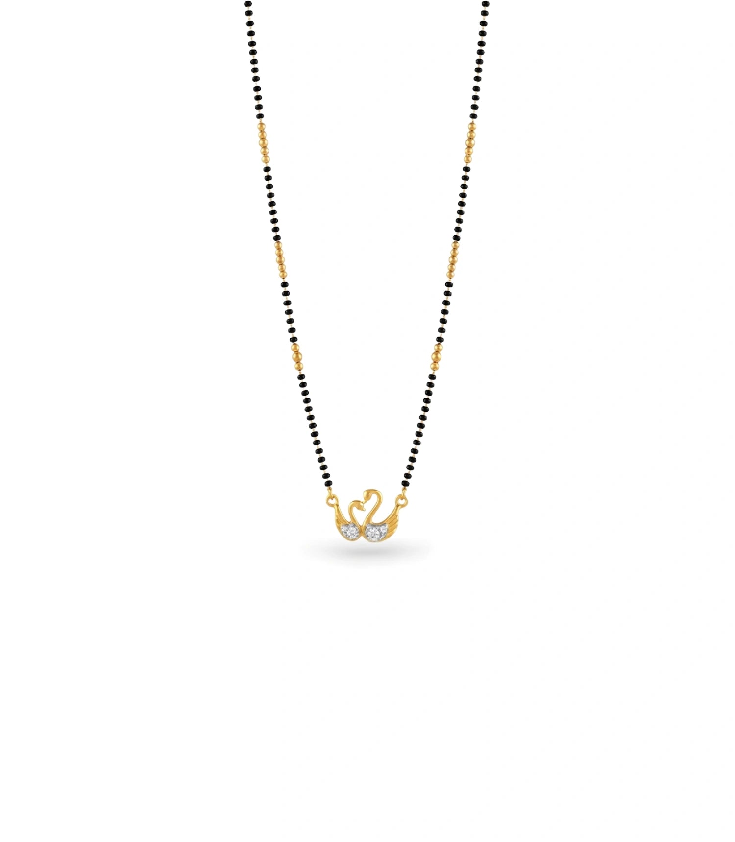 Gold Plated CZ Dual Swan Mangalsutra
