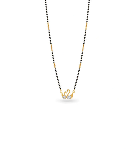 Gold Plated CZ Dual Swan Mangalsutra