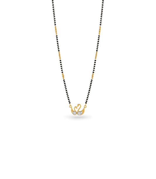 Gold Plated CZ Dual Swan Mangalsutra