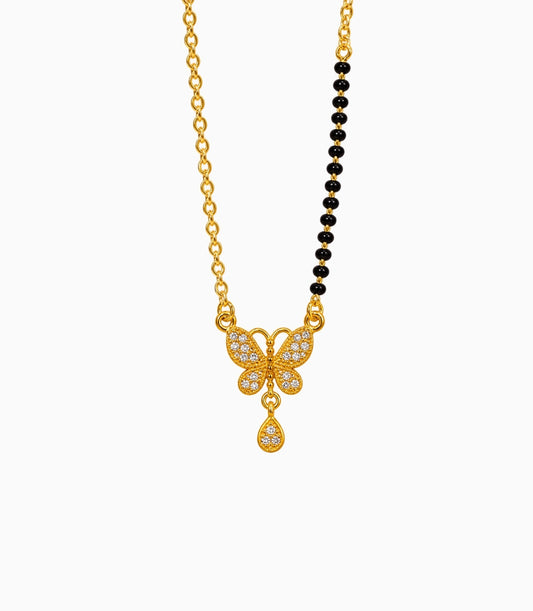 Gold Plated CZ Butterfly Mangalsutra
