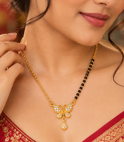 Gold Plated CZ Butterfly Mangalsutra