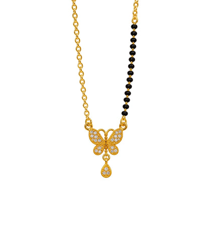 Gold Plated CZ Butterfly Mangalsutra