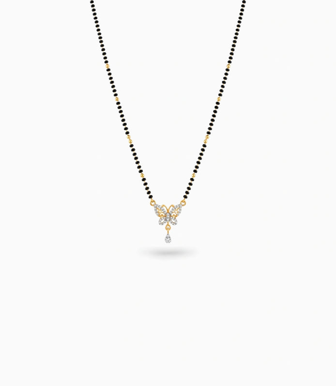 Gold Plated CZ Butterfly Mangalsutra
