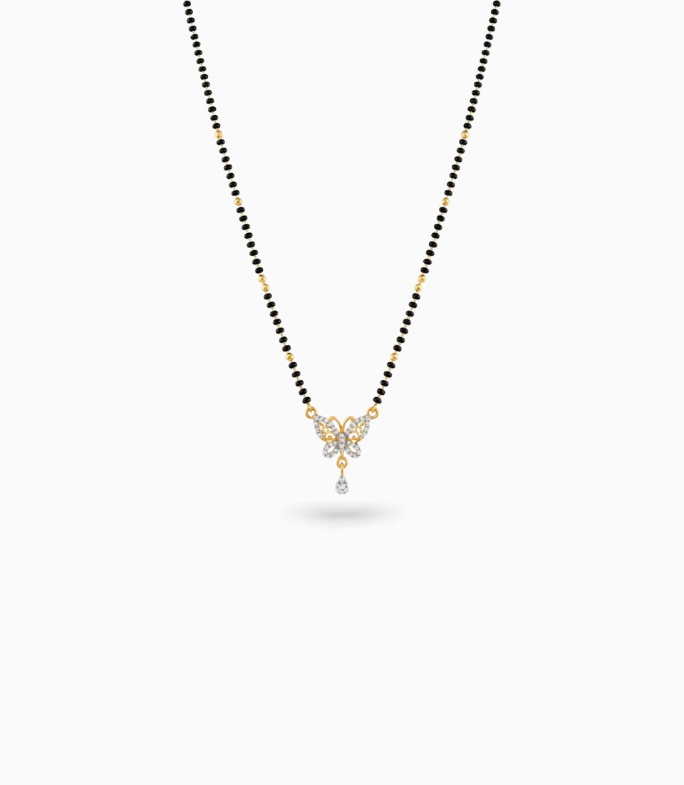 Gold Plated CZ Butterfly Mangalsutra