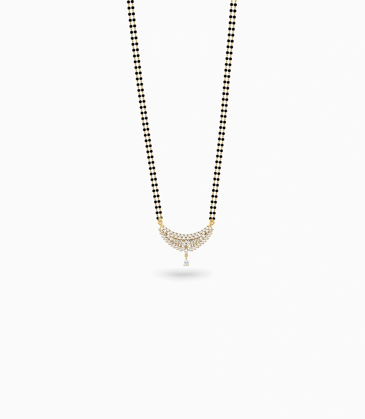 Gold Plated CZ Crescent Leaf Mangalsutra