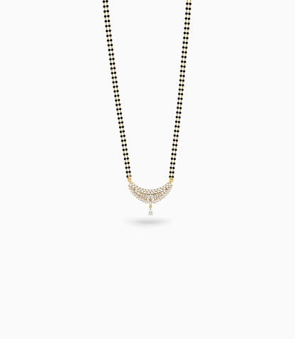 Gold Plated CZ Crescent Leaf Mangalsutra