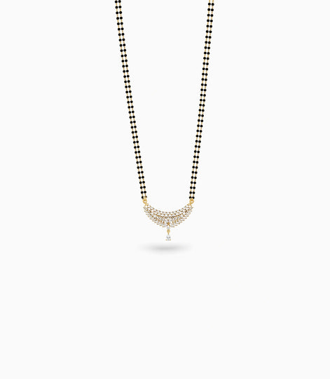 Gold Plated CZ Crescent Leaf Mangalsutra