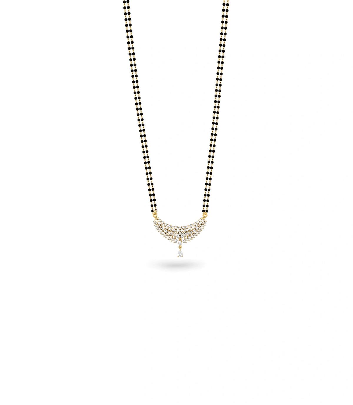 Gold Plated CZ Crescent Leaf Mangalsutra