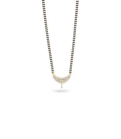 Gold Plated CZ Crescent Leaf Mangalsutra