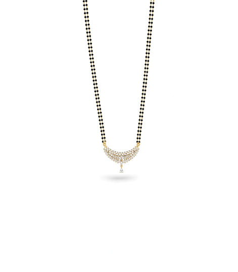 Gold Plated CZ Crescent Leaf Mangalsutra