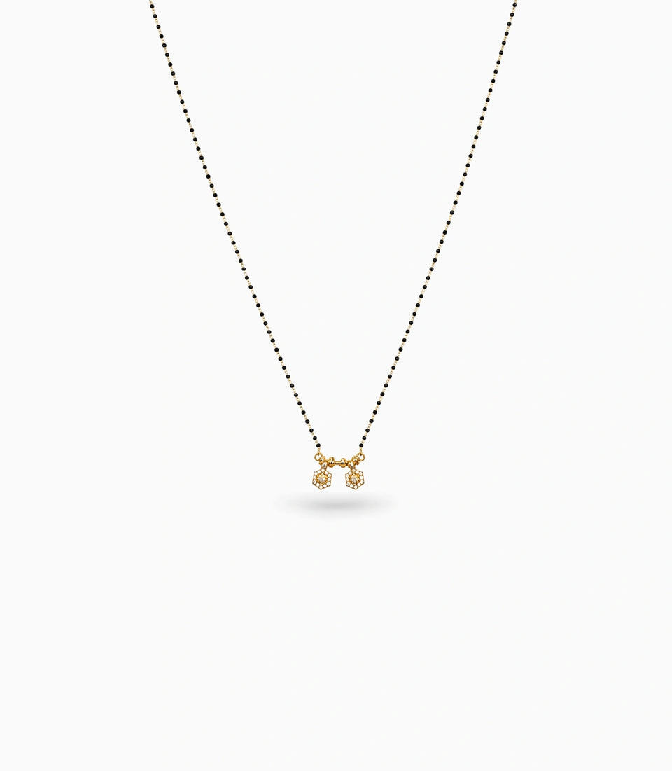Gold Plated CZ Twin Hexagonal Mangalsutra