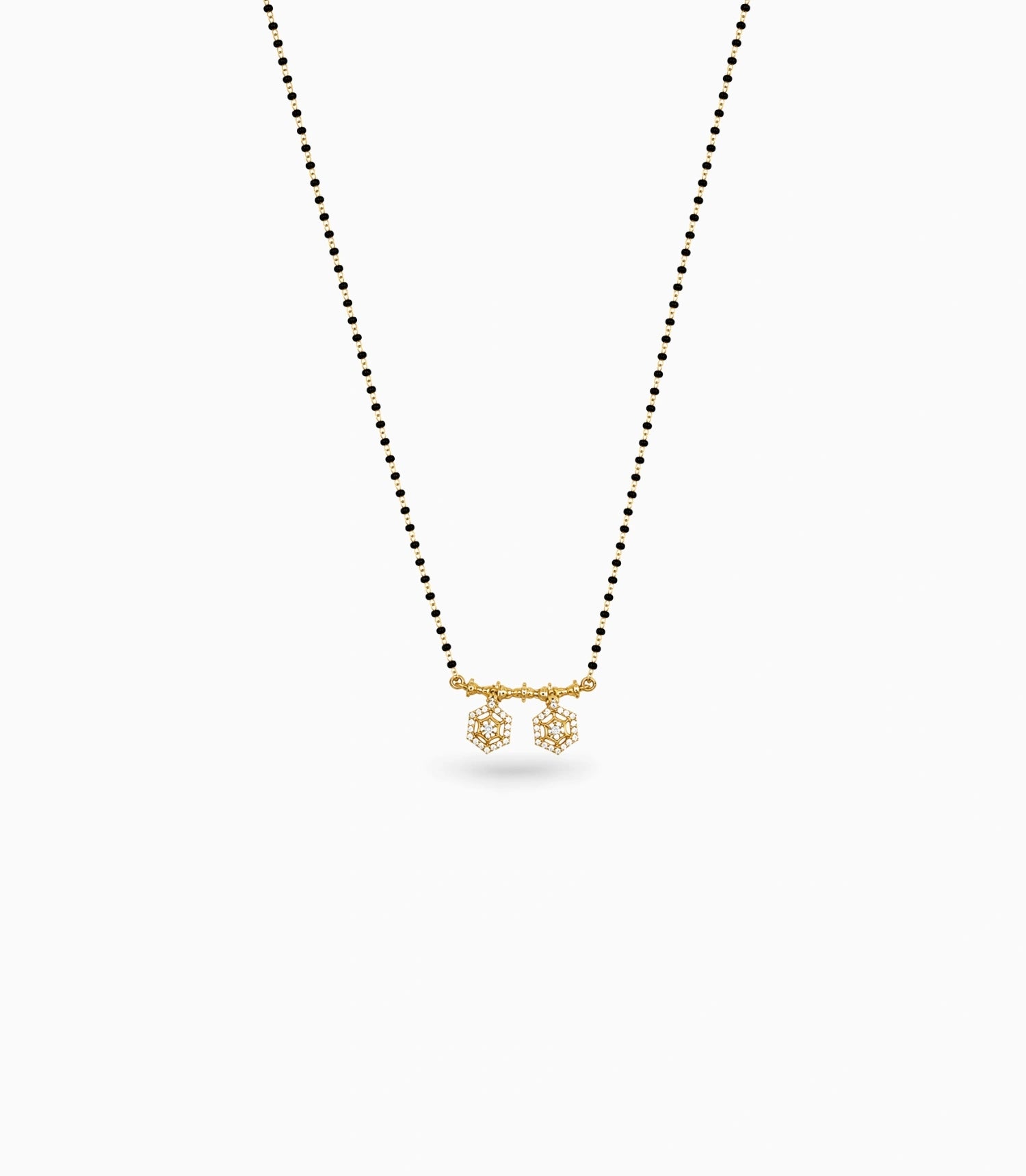 Gold Plated CZ Hexagon Filigree Mangalsutra