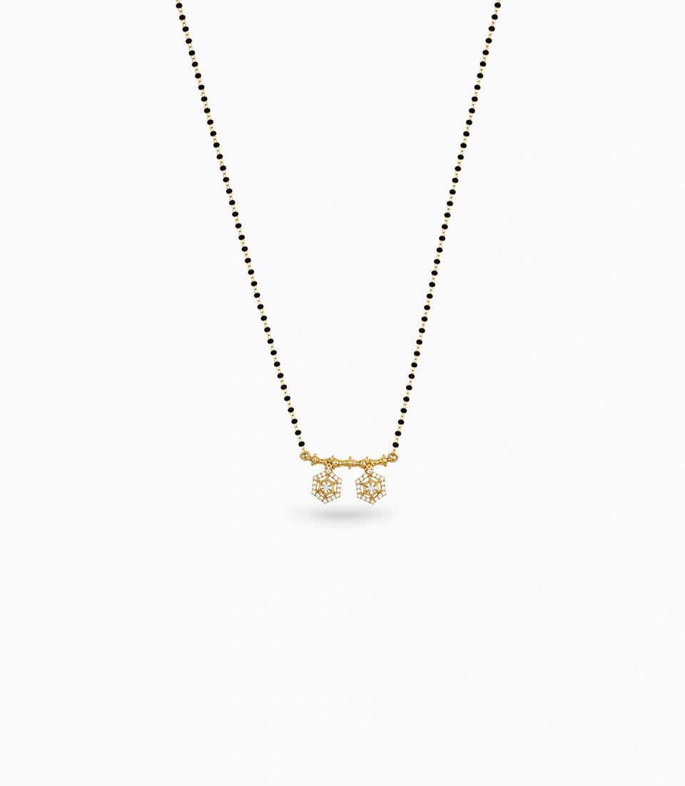 Gold Plated CZ Hexagon Filigree Mangalsutra