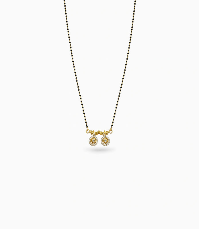 Gold Plated CZ Dual Starburst Mangalsutra