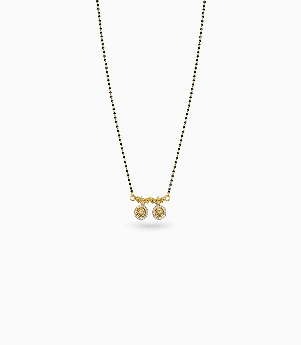 Gold Plated CZ Dual Starburst Mangalsutra