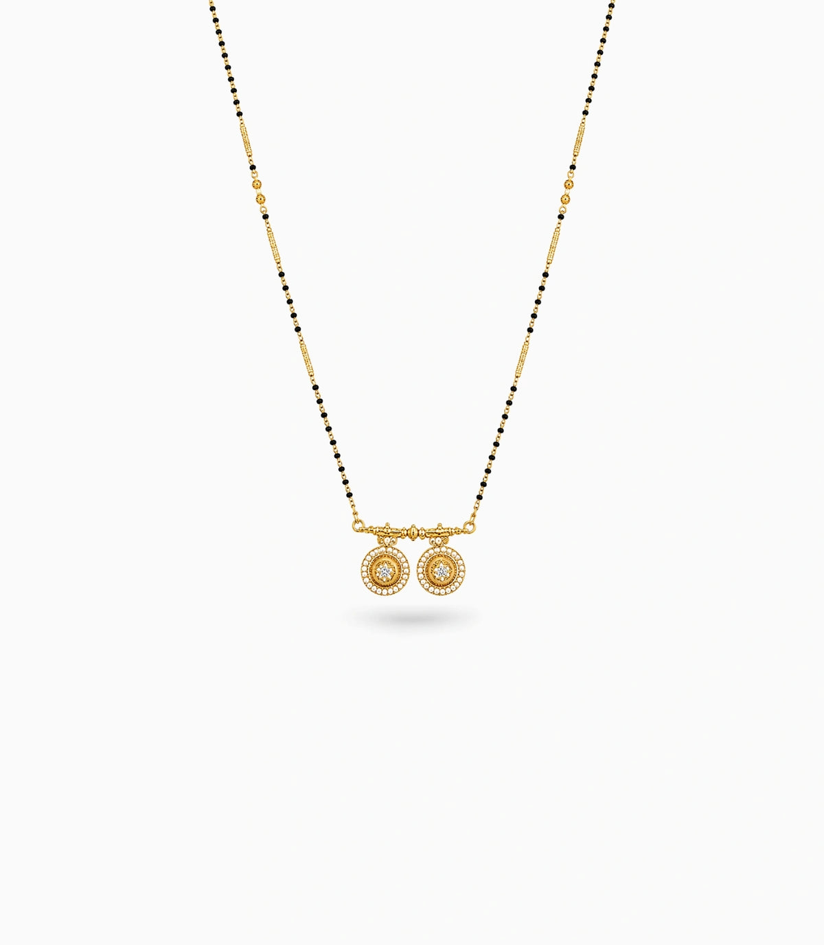 Gold Plated CZ Twin Medallion Mangalsutra