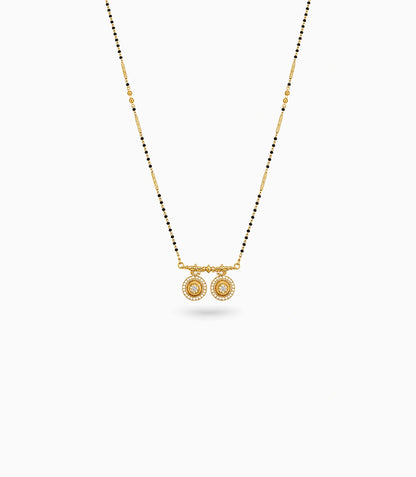 Gold Plated CZ Twin Medallion Mangalsutra