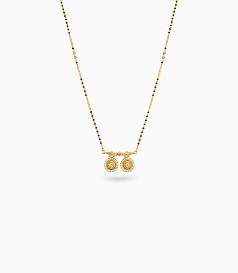 Gold Plated CZ Twin Medallion Mangalsutra