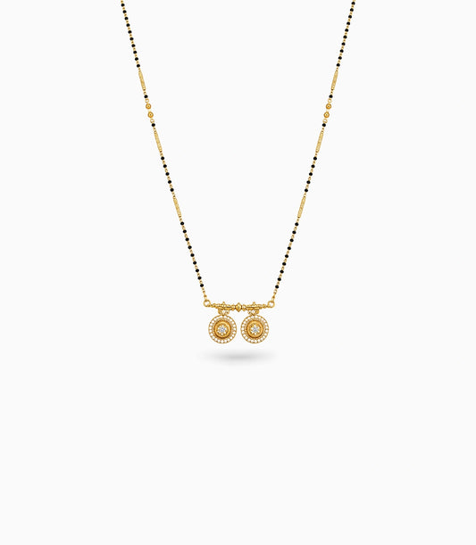 Gold Plated CZ Twin Medallion Mangalsutra