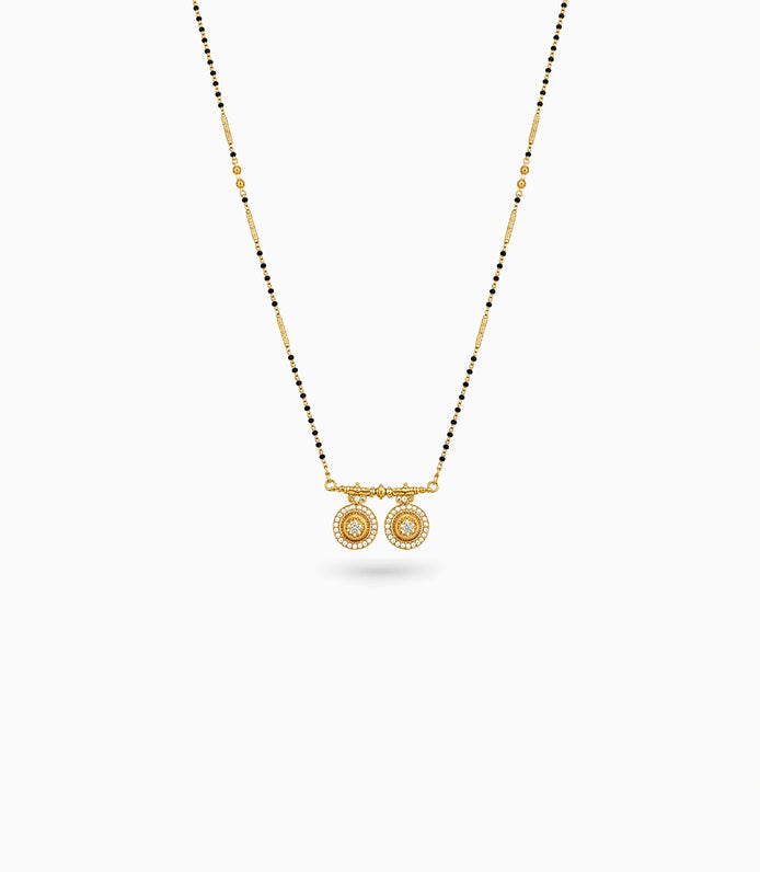 Gold Plated CZ Twin Medallion Mangalsutra