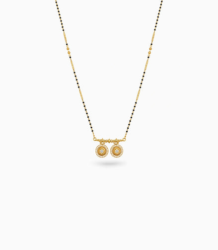 Gold Plated CZ Twin Medallion Mangalsutra