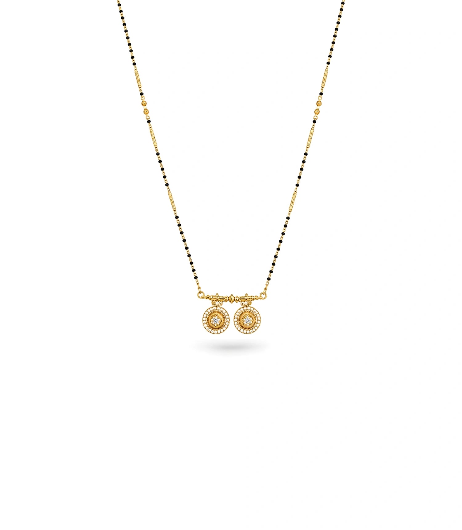 Gold Plated CZ Twin Medallion Mangalsutra