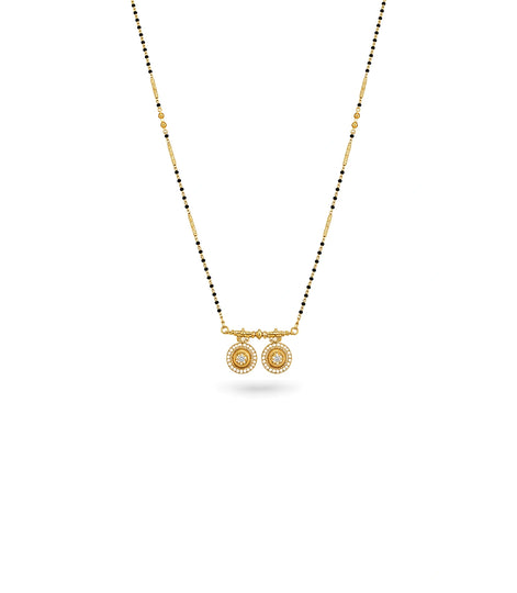 Gold Plated CZ Twin Medallion Mangalsutra