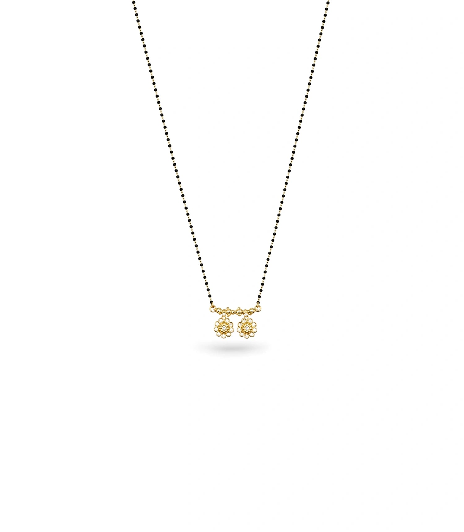 Gold Plated CZ Twin Blossom Mangalsutra