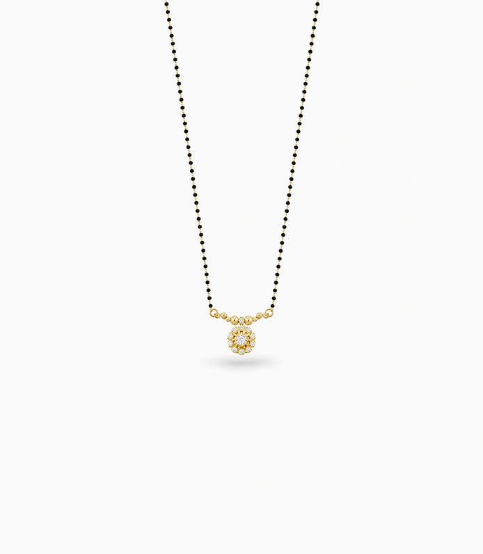 Gold Plated CZ Central Flower Mangalsutra