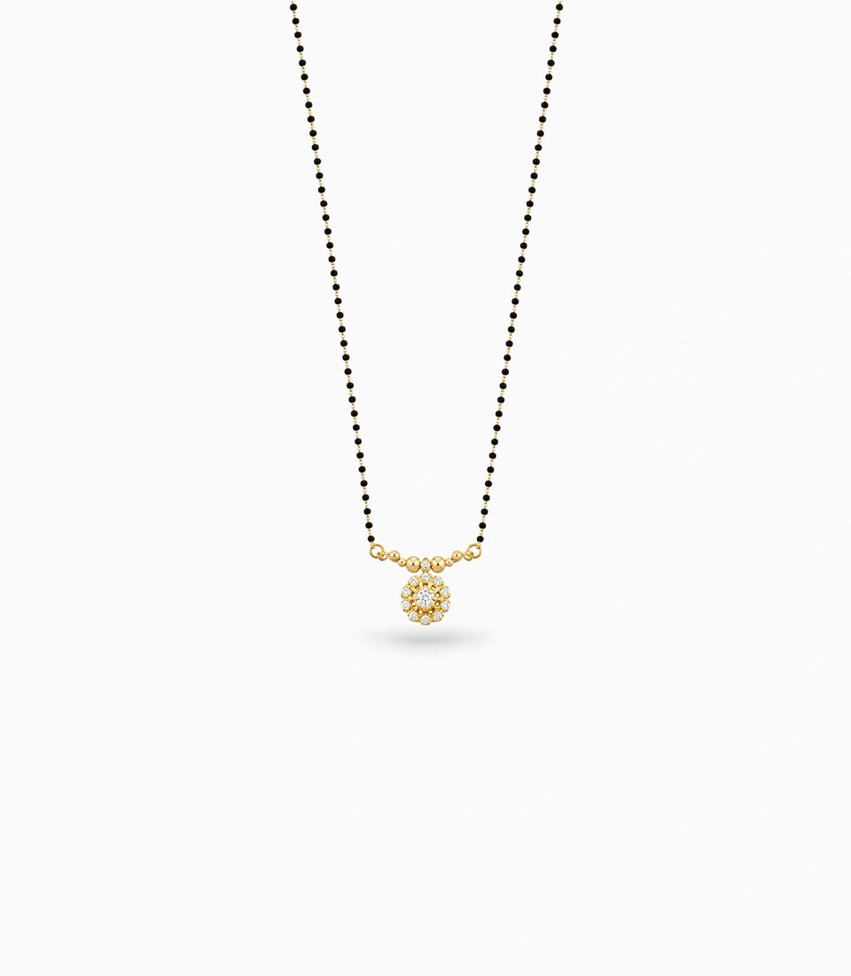 Gold Plated CZ Central Flower Mangalsutra