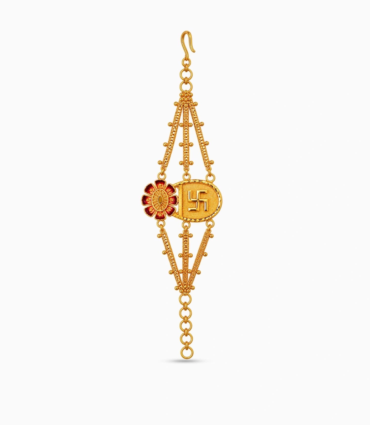 Gold Plated Swastik & Floral Enamel Mantasha
