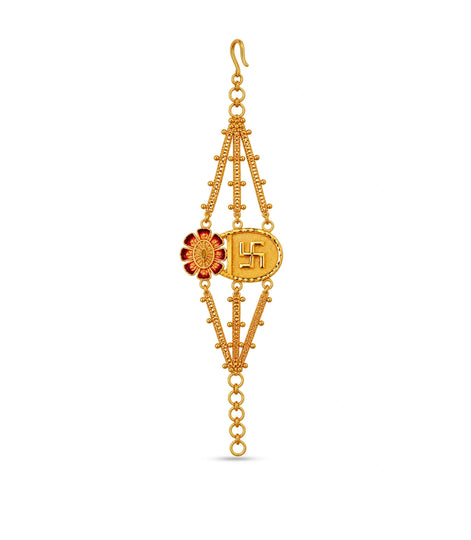Gold Plated Swastik & Floral Enamel Mantasha