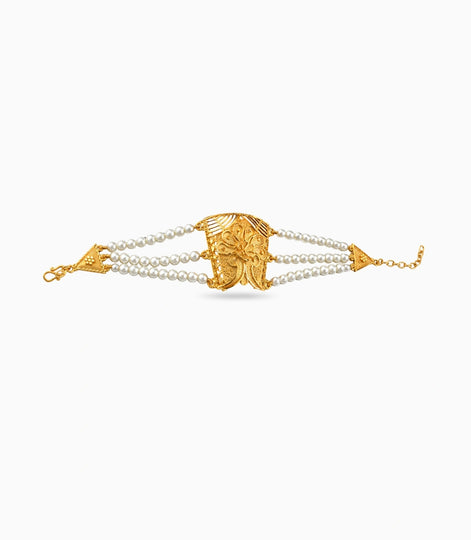 Gold Plated Floral Pearl Mantasha