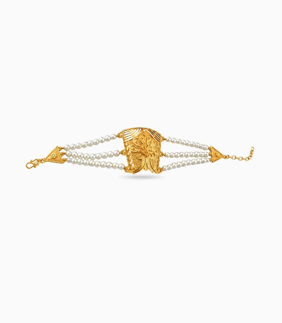 Gold Plated Floral Pearl Mantasha